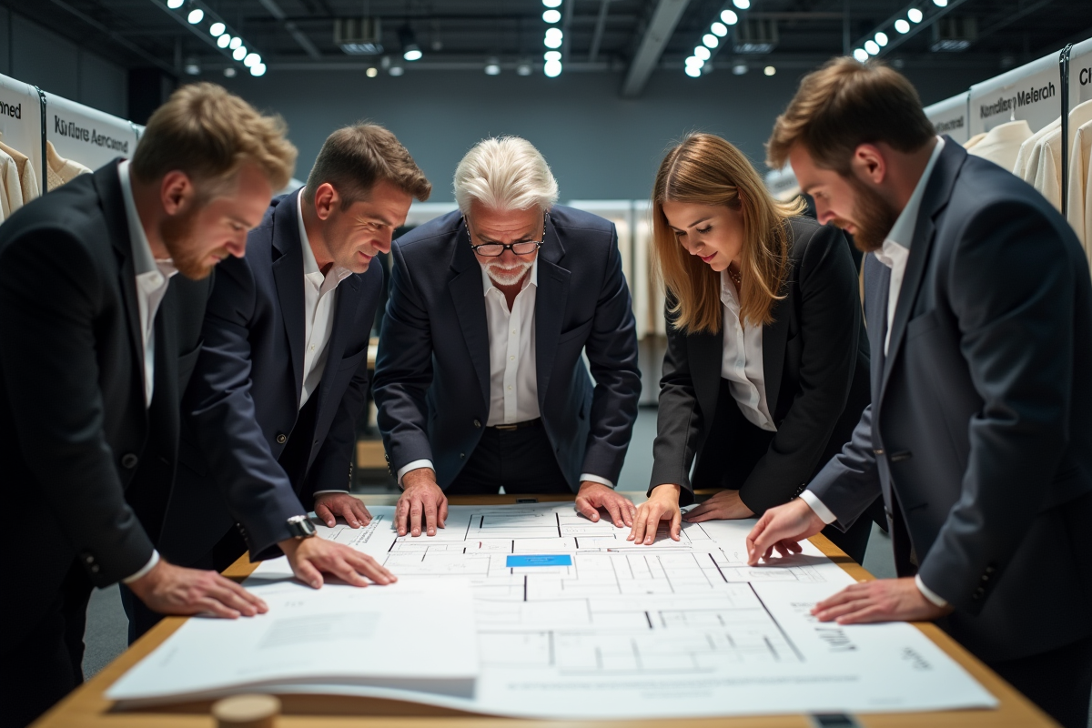 Groupe de professionnels en backstage lors d un défilé
